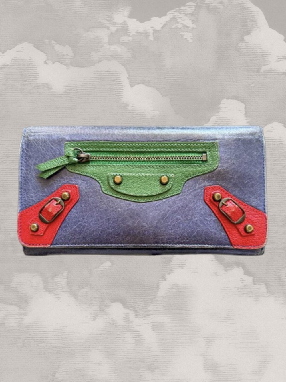 BALENCIAGA Long Wallet Multicolor City Tricolor Primary Colors moto